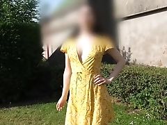 Nineteen Years Old Brown-haired Has An Upskirt In A Park