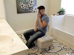 Horny Dude Masturbates While Smelling His Roomy's Pants
